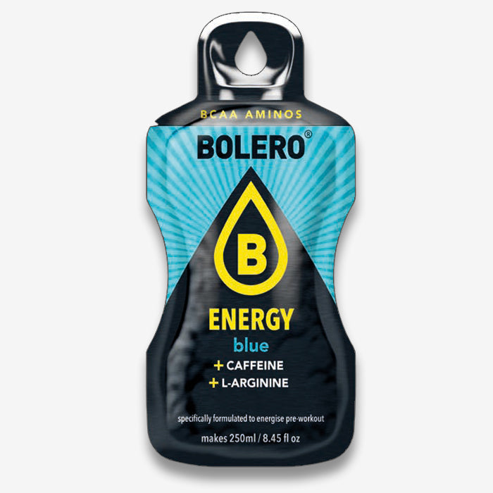 Bolero Energy Blue Getränkepulver Beutel mit Koffein und L-Arginin ohne Zucker